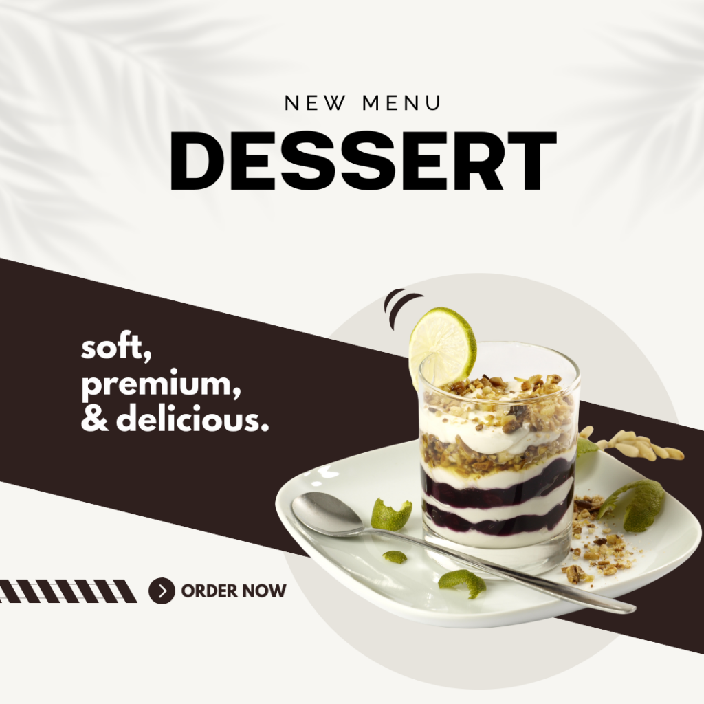 Black White Minimalist Dessert Instagram Post