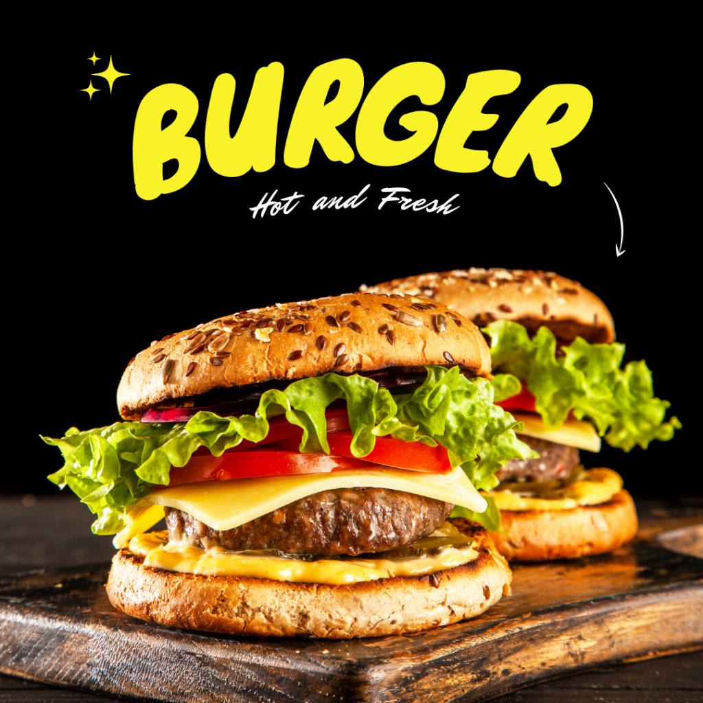 Black and White Photo Burger Instagram Post